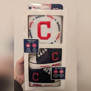 Cleveland Indians Guardians Baby Bib and Pre-Walkers Shoe Set Size 0-6 Months